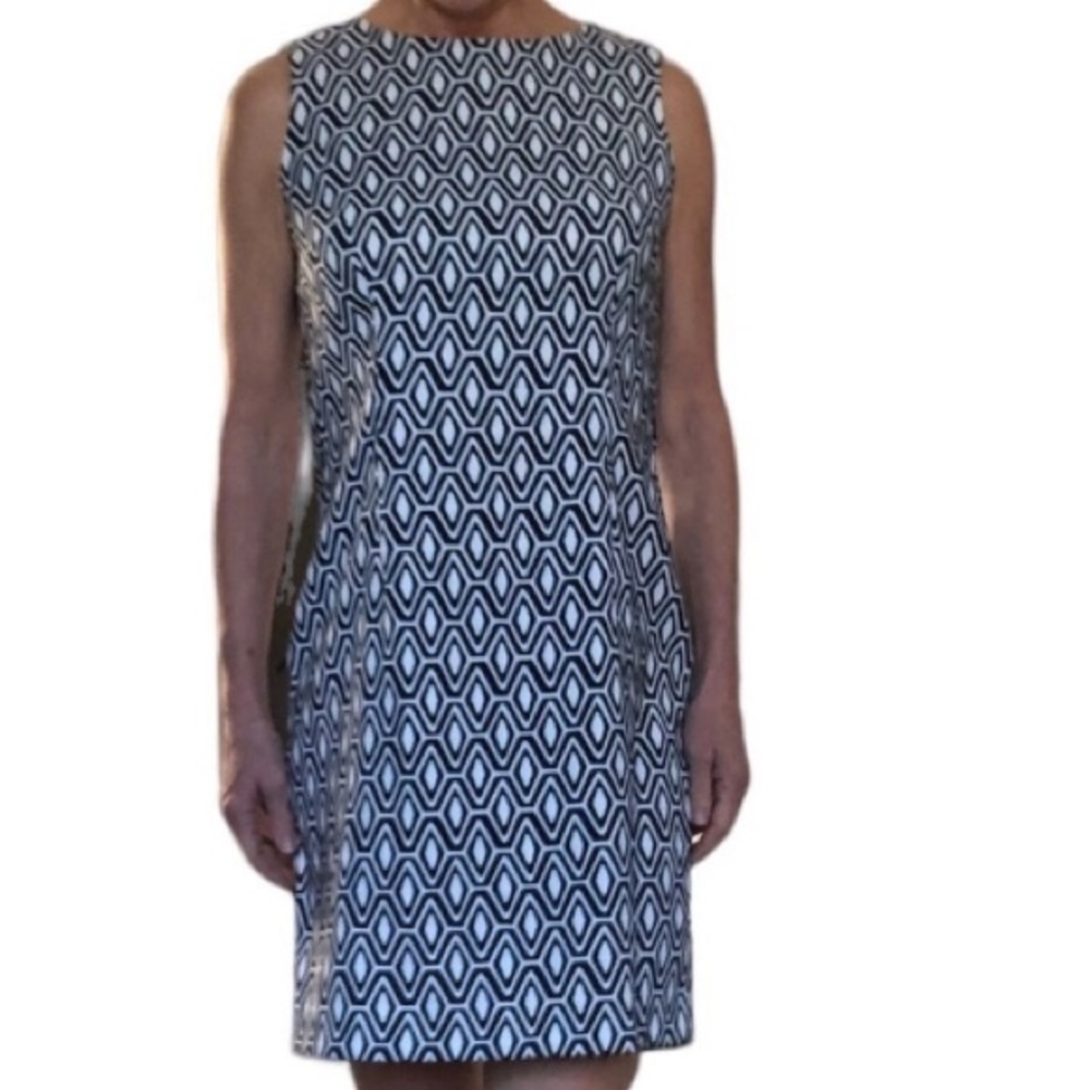 Mario Serrani ITALY Navy &  White Size Medium crew neck shift dress
